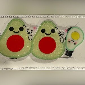 Girls Set of 3 Hair Clips Avocado